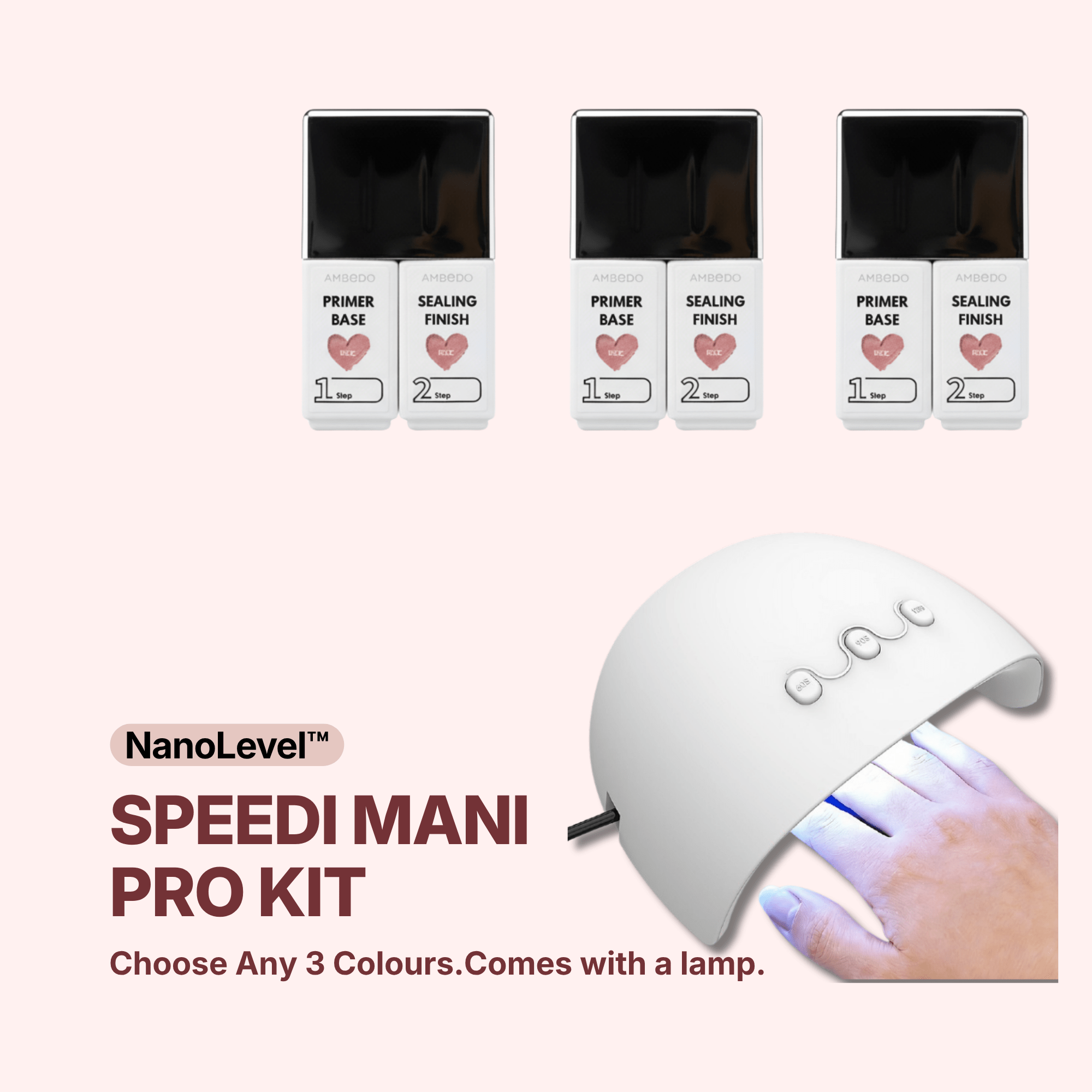 Speedi Mani Gel Polish Pro Kit | 3 Colours with LED Lamp - Ambedo BeautyNail Polishes