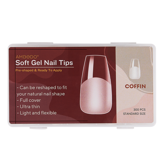 300pcs Ultra-Thin Nail Extension Soft Nail Tips- Coffin