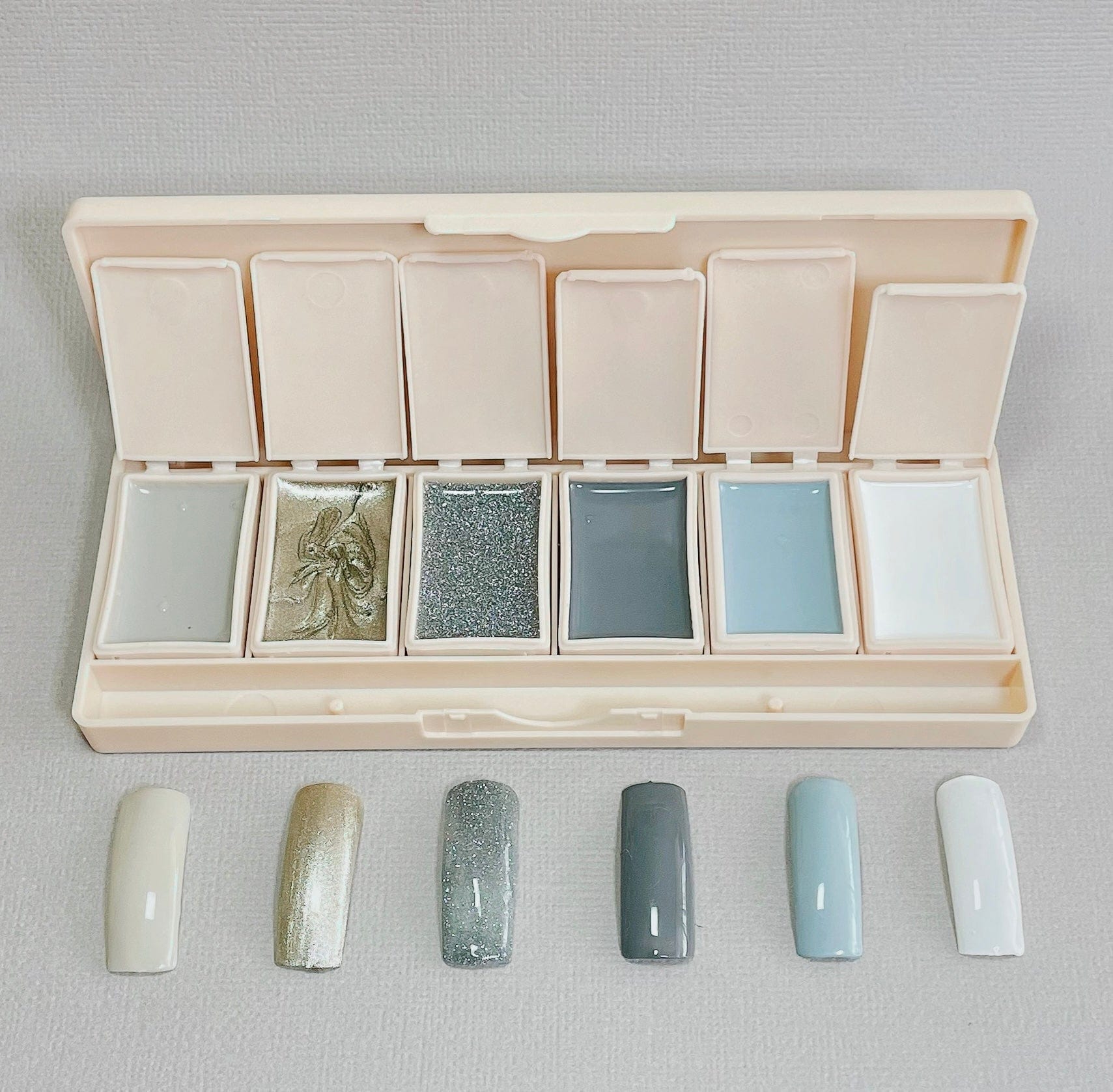 6-Pan Solid Gel Nail Polish Palette - Bleu - Ambedobeauty