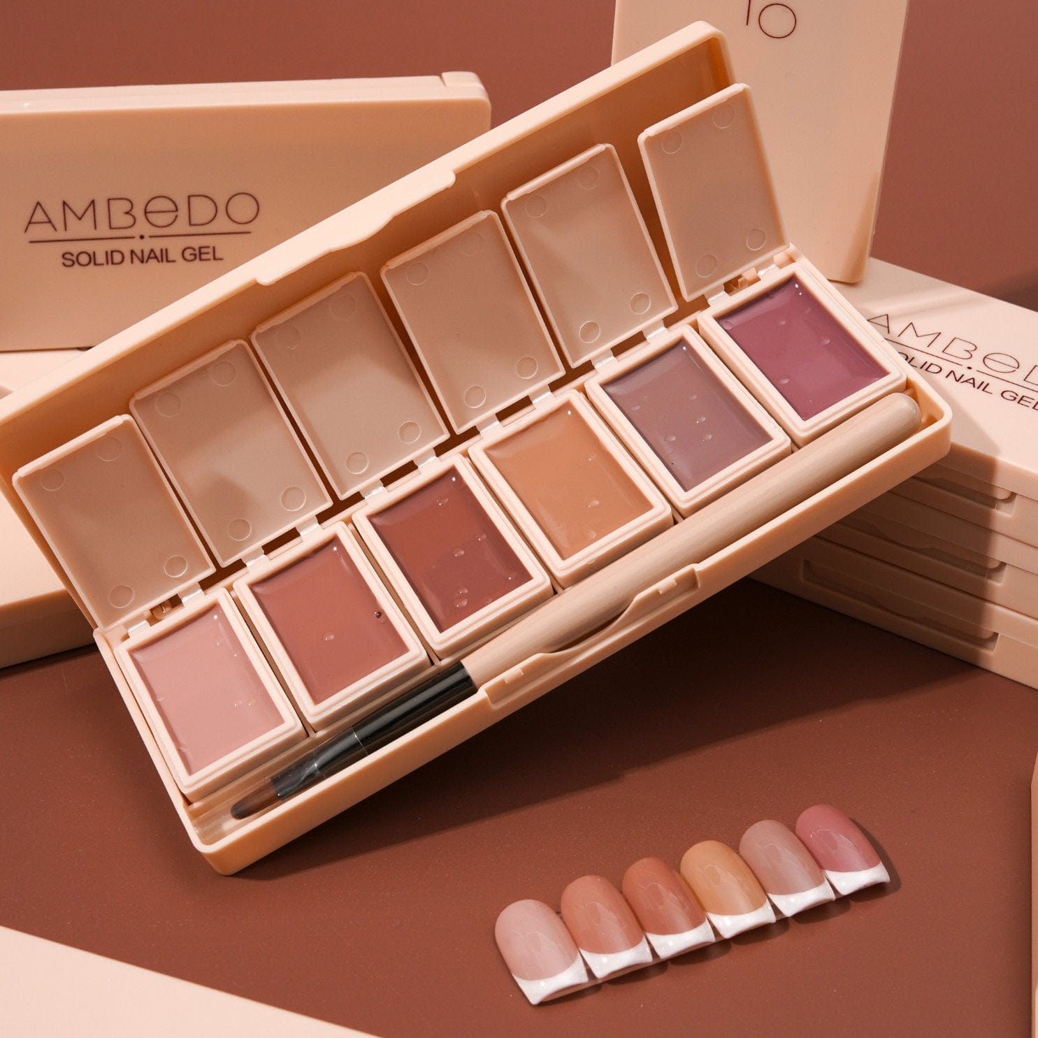6-Pan Solid Gel Nail Polish Palette - Mauve - Ambedobeauty