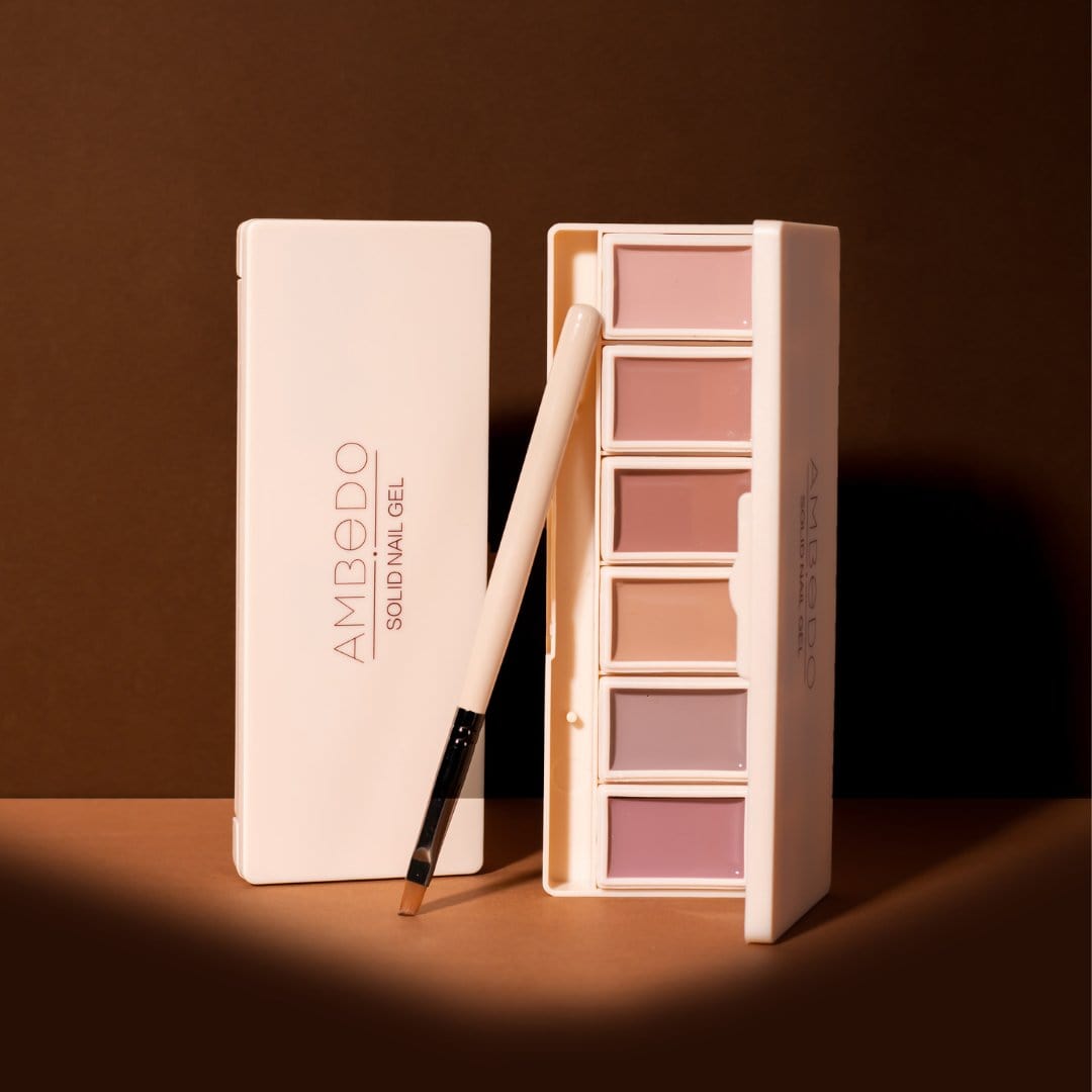 6 - Pan Solid Gel Nail Polish Palette| Mauve| Sheer Jelly Gel - Ambedo Beauty