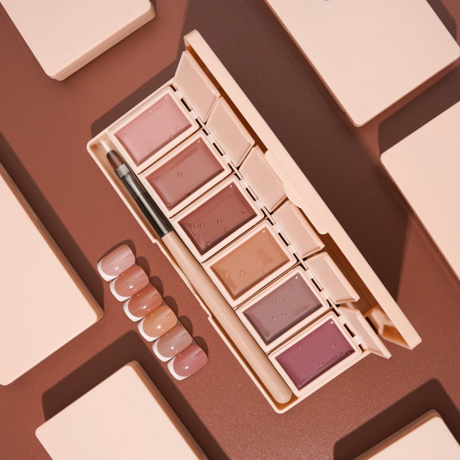 6 - Pan Solid Gel Nail Polish Palette| Mauve| Sheer Jelly Gel - Ambedo Beauty