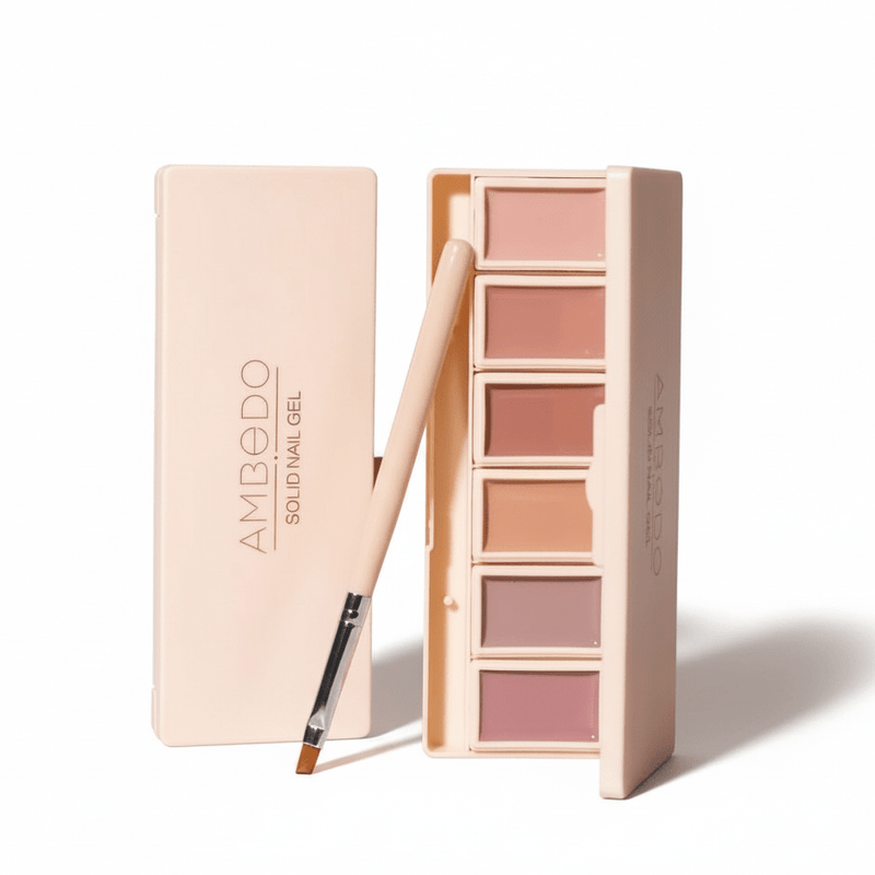 6 - Pan Solid Gel Nail Polish Palette| Mauve| Sheer Jelly Gel - Ambedo BeautyNail Polishes