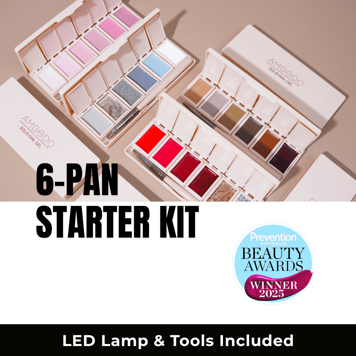 Award Winning Gel Nail Starter Kit with LED Lamp | 6 - Pan Palette - Ambedo BeautyNail Polishes
