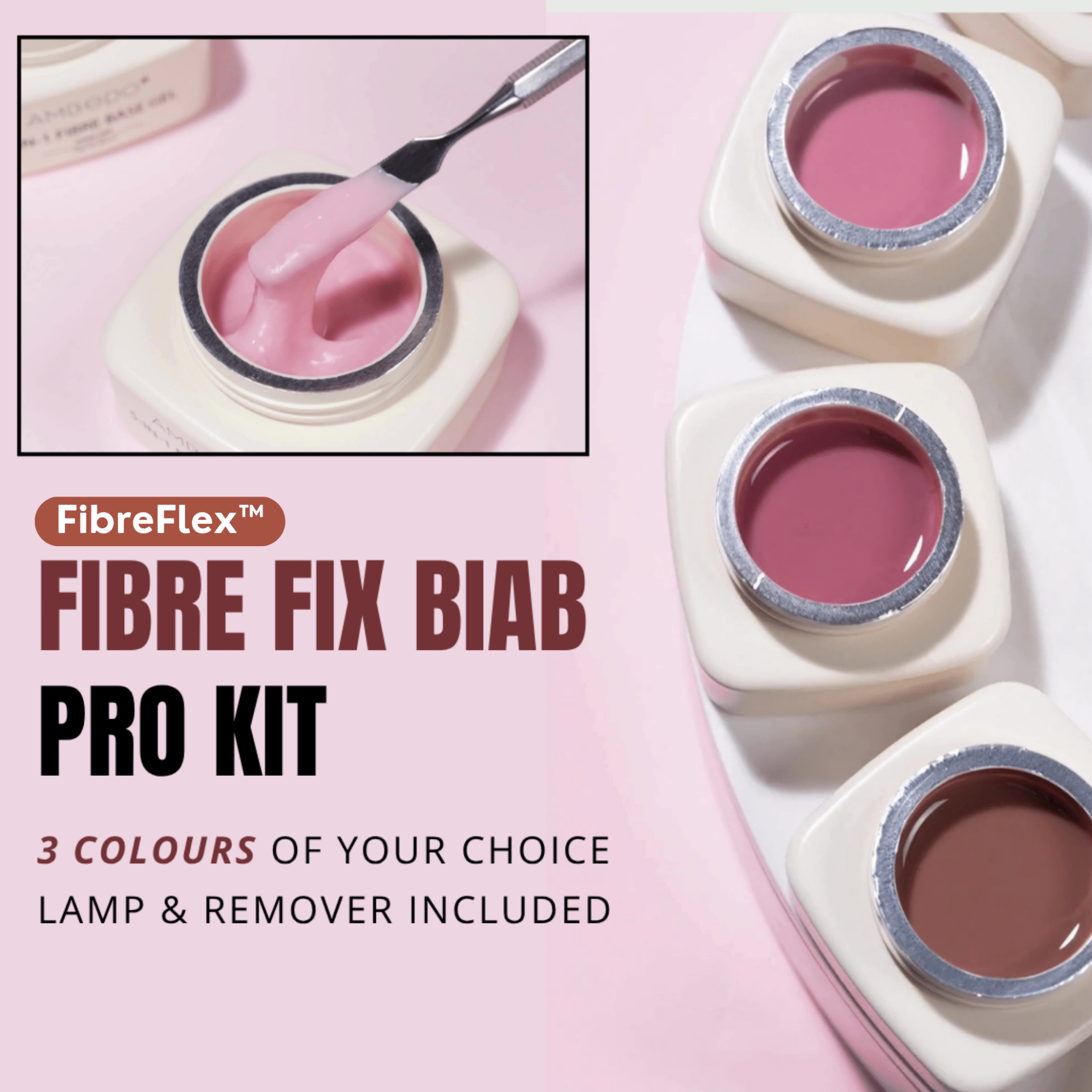 Builder Gel Nail Pro Kit | 3 Colours with LED Lamp & Remover - Ambedo BeautyNail Polishes