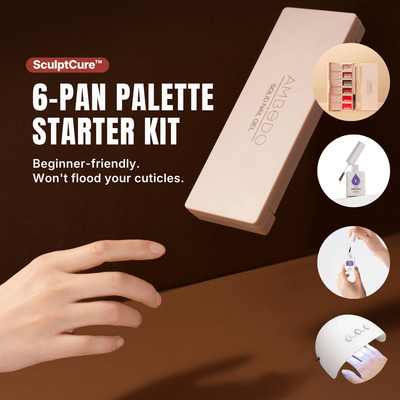 Solid Gel Nail Polish Starter Kit | 6-Pan Palette with LED Lamp - Ambedo BeautyNail Polishes