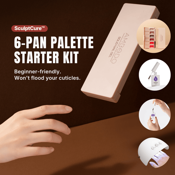 Solid Gel Nail Polish Starter Kit | 6-Pan Palette with LED Lamp - Ambedo BeautyNail Polishes