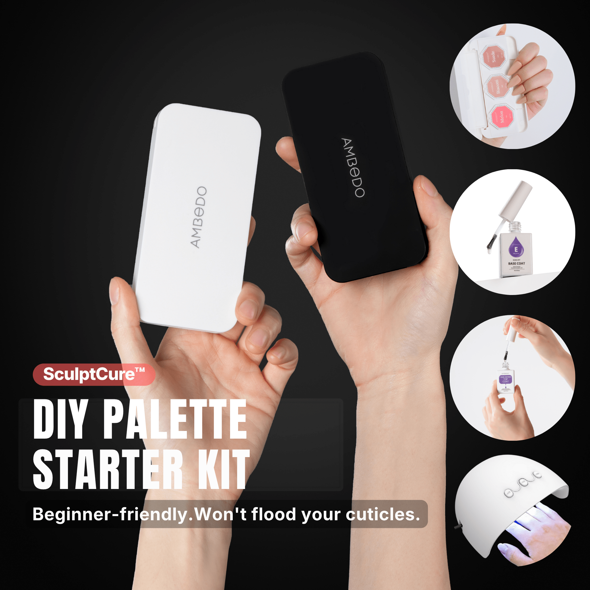 Solid Gel Nail Polish Starter Kit | DIY Palette with LED Lamp - Ambedo BeautyNail Polishes